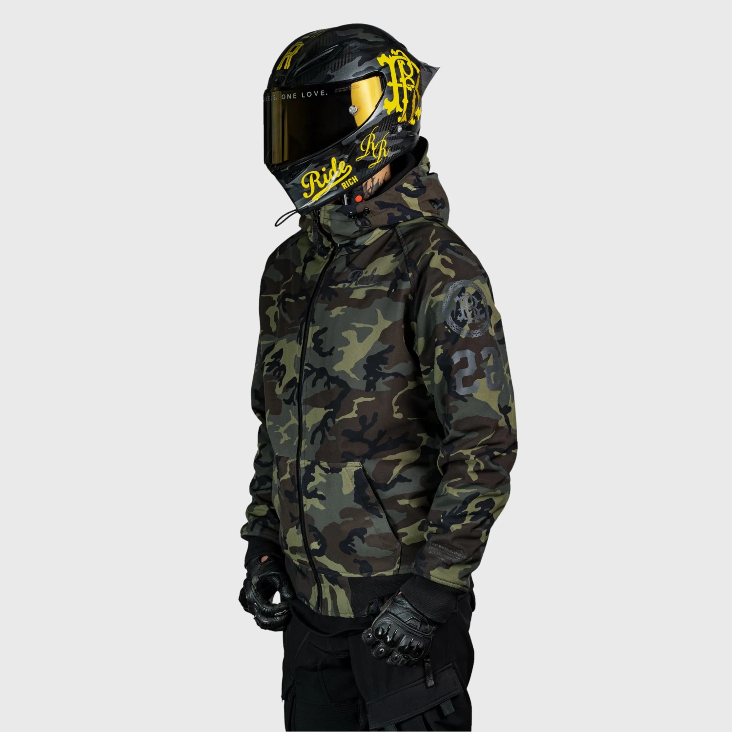 Ride Rich Regency™ Armoured Softshell Hooded Jacket {Squad/Woodland Camo} 5 Ride Rich Regency™ Armoured Softshell Hooded Jacket {Squad/Woodland Camo}