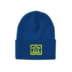Accessories Ride Rich Emblem Knit Beanie {Blue/Yellow}
