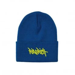 Ride Rich Tag Knit Beanie {Blue/Yellow} Accessories