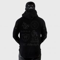 Ride Rich Premium Collection Branded V2 Scoop Pullover Hoodie {Black On Black}