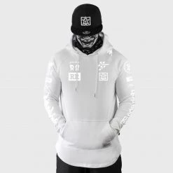 Ride Rich Premium Collection Branded V2 Scoop Pullover Hoodie {White On White}