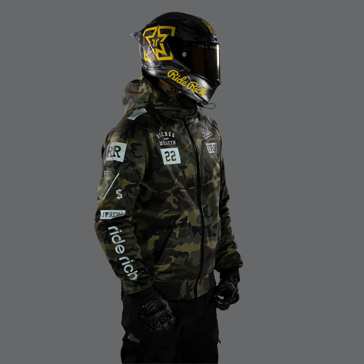 Ride Rich Regency™ Armoured Softshell Hooded Jacket {RR GP/Woodland Camo} New Arrivals 6 Ride Rich Regency™ Armoured Softshell Hooded Jacket {RR GP/Woodland Camo} New Arrivals