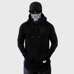 Ride Rich RR Filigree & Chains Scoop Pullover Hoodie {Black On Black} Premium Collection