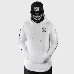 Ride Rich RR Filigree & Chains Scoop Pullover Hoodie {White}