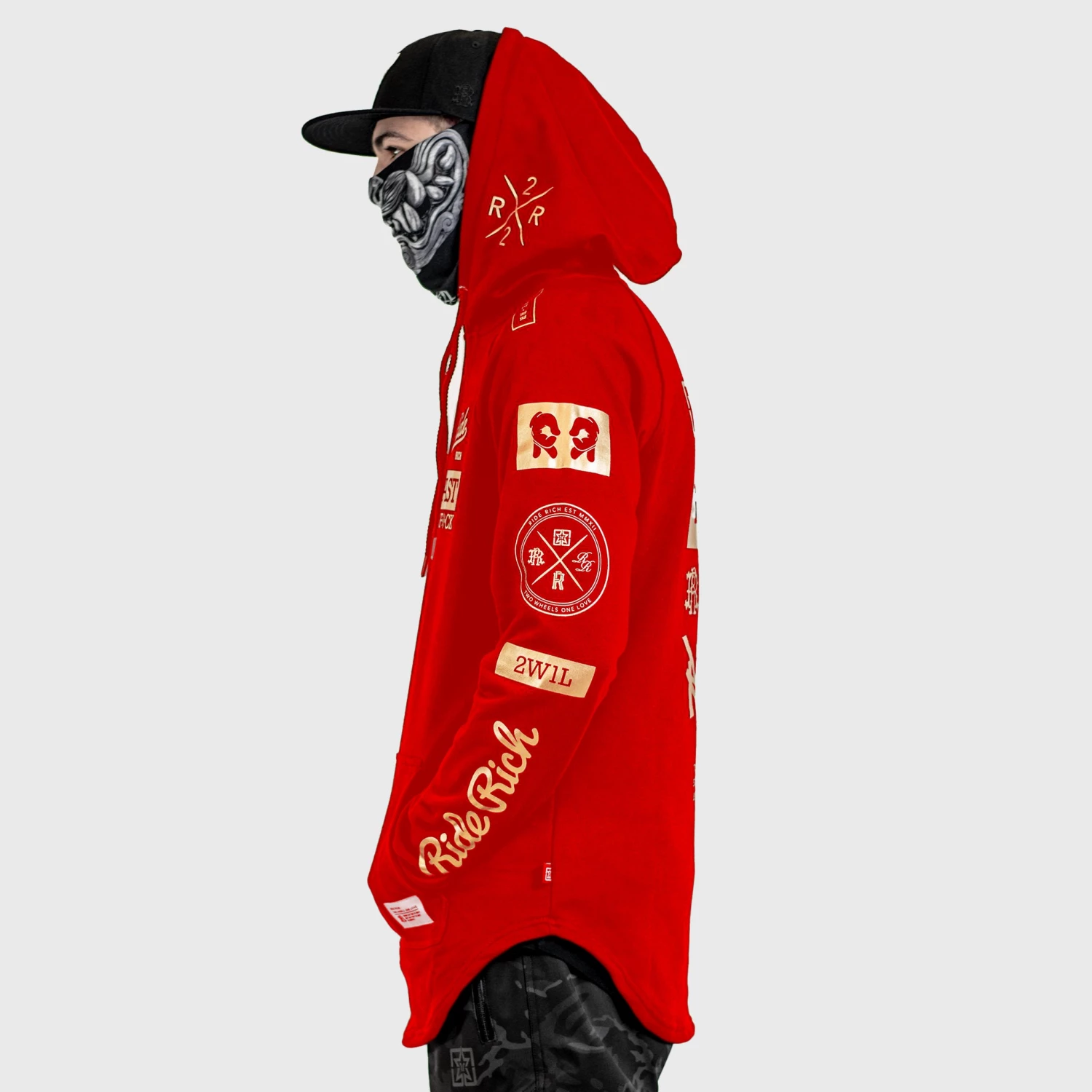 Ride Rich RR GP Scoop Pullover Hoodie {Gold On Red} 4 Ride Rich RR GP Scoop Pullover Hoodie {Gold On Red}