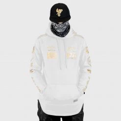 Ride Rich RR GP Scoop Pullover Hoodie {Gold On White}