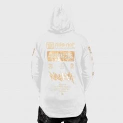 Ride Rich RR GP Scoop Pullover Hoodie {Gold On White}
