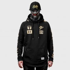 Ride Rich Premium Collection Branded V2 Scoop Pullover Hoodie {Gold On Black}