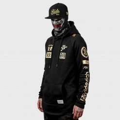 Ride Rich Premium Collection Branded V2 Scoop Pullover Hoodie {Gold On Black}