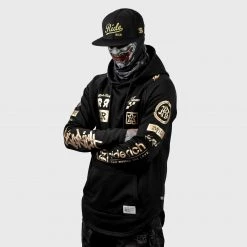 Ride Rich Premium Collection Branded V2 Scoop Pullover Hoodie {Gold On Black}