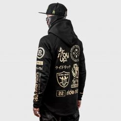 Ride Rich Premium Collection Branded V2 Scoop Pullover Hoodie {Gold On Black}