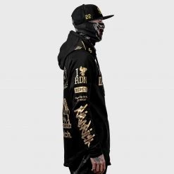 Ride Rich Premium Collection Branded V2 Scoop Pullover Hoodie {Gold On Black}