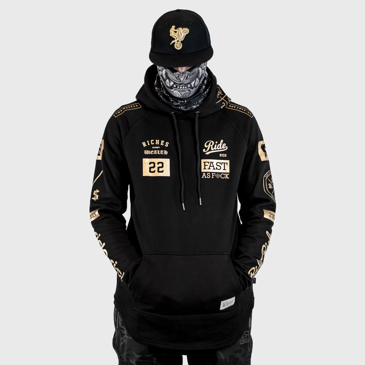 Ride Rich RR GP Scoop Pullover Hoodie {Gold On Black} Premium Collection 3 Ride Rich RR GP Scoop Pullover Hoodie {Gold On Black} Premium Collection