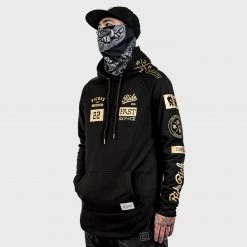 Ride Rich RR GP Scoop Pullover Hoodie {Gold On Black} Premium Collection