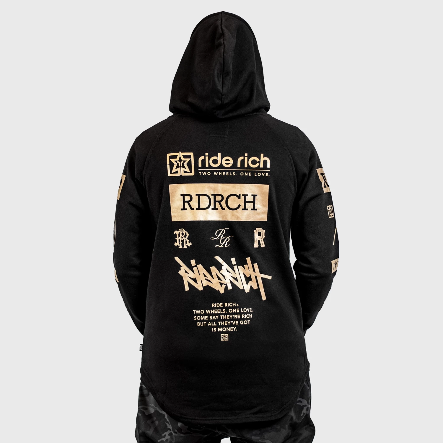 Ride Rich RR GP Scoop Pullover Hoodie {Gold On Black} Premium Collection 6 Ride Rich RR GP Scoop Pullover Hoodie {Gold On Black} Premium Collection