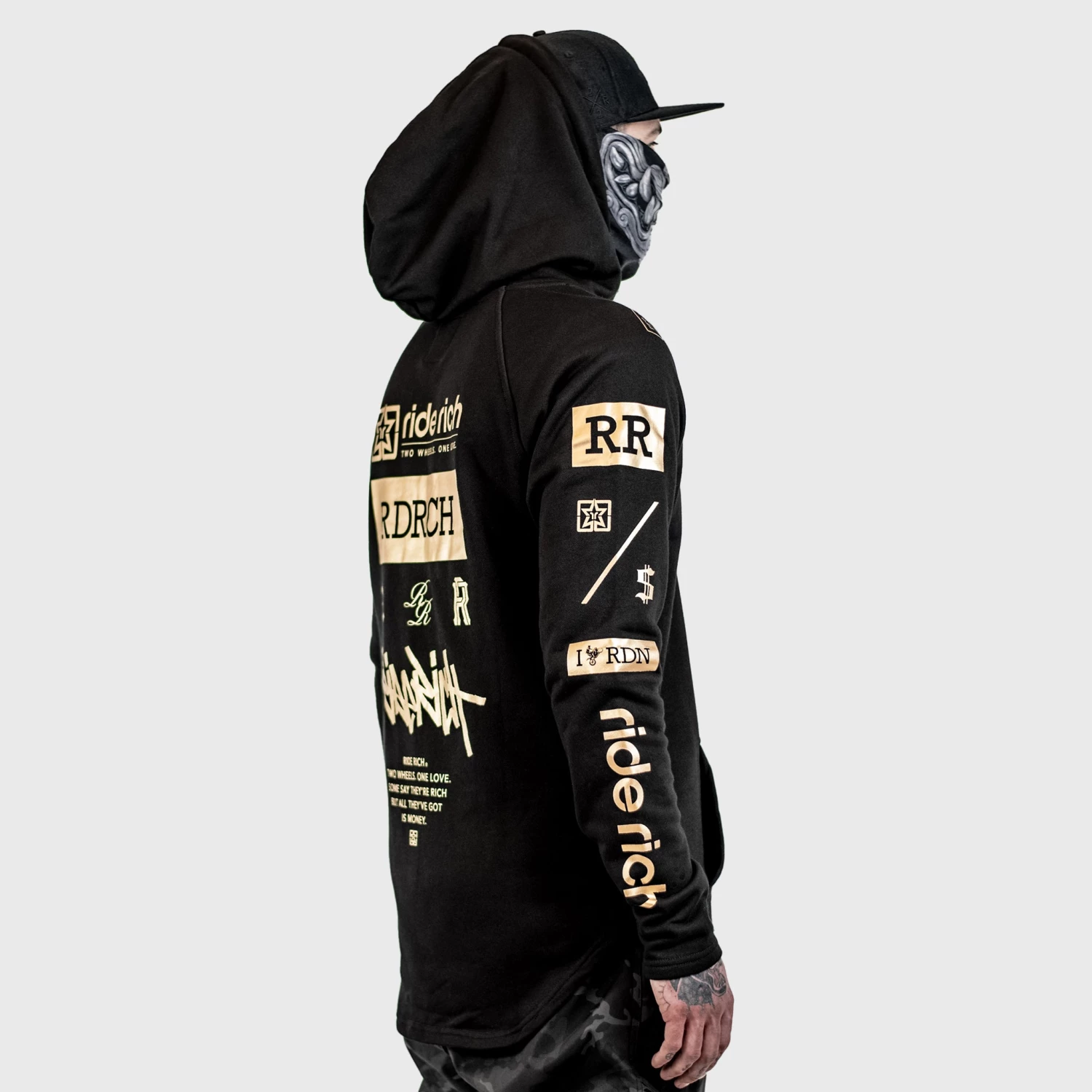 Ride Rich RR GP Scoop Pullover Hoodie {Gold On Black} Premium Collection 7 Ride Rich RR GP Scoop Pullover Hoodie {Gold On Black} Premium Collection