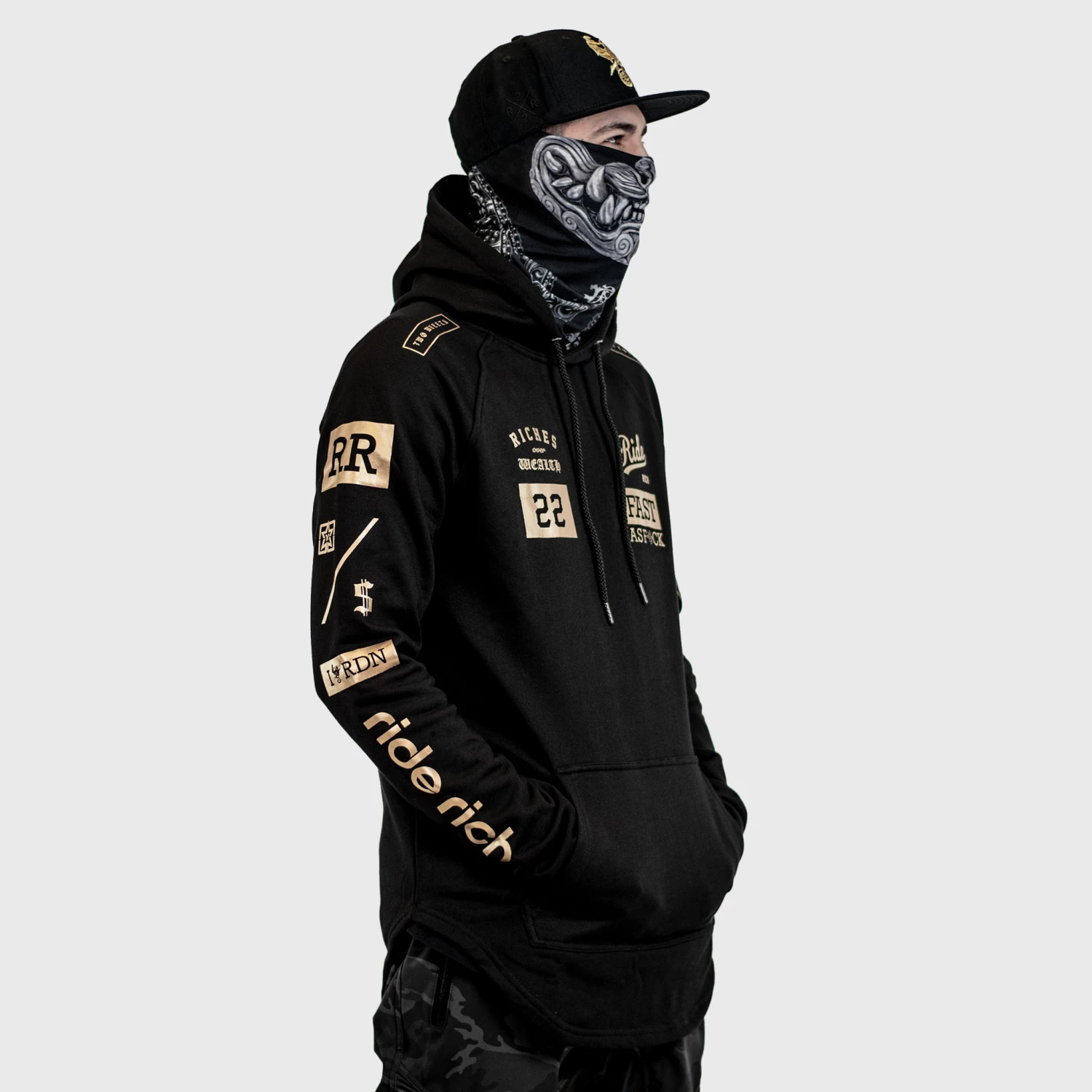 Ride Rich RR GP Scoop Pullover Hoodie {Gold On Black} Premium Collection 8 Ride Rich RR GP Scoop Pullover Hoodie {Gold On Black} Premium Collection