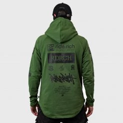 Ride Rich Premium Collection RR GP Scoop Pullover Hoodie {Military Green}