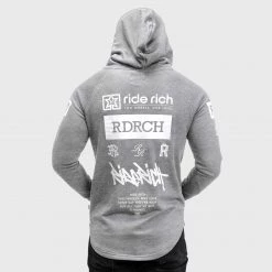 Ride Rich RR GP Scoop Pullover Hoodie {White On Heather Grey} 8 Ride Rich RR GP Scoop Pullover Hoodie {White On Heather Grey}