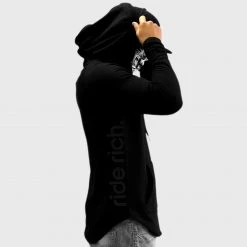 Premium Collection Ride Rich Emblem Scoop Pullover Hoodie {Black On Black}