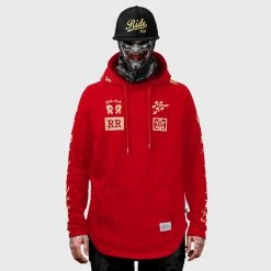 Ride Rich Branded V2 Scoop Pullover Hoodie {Gold On Red}