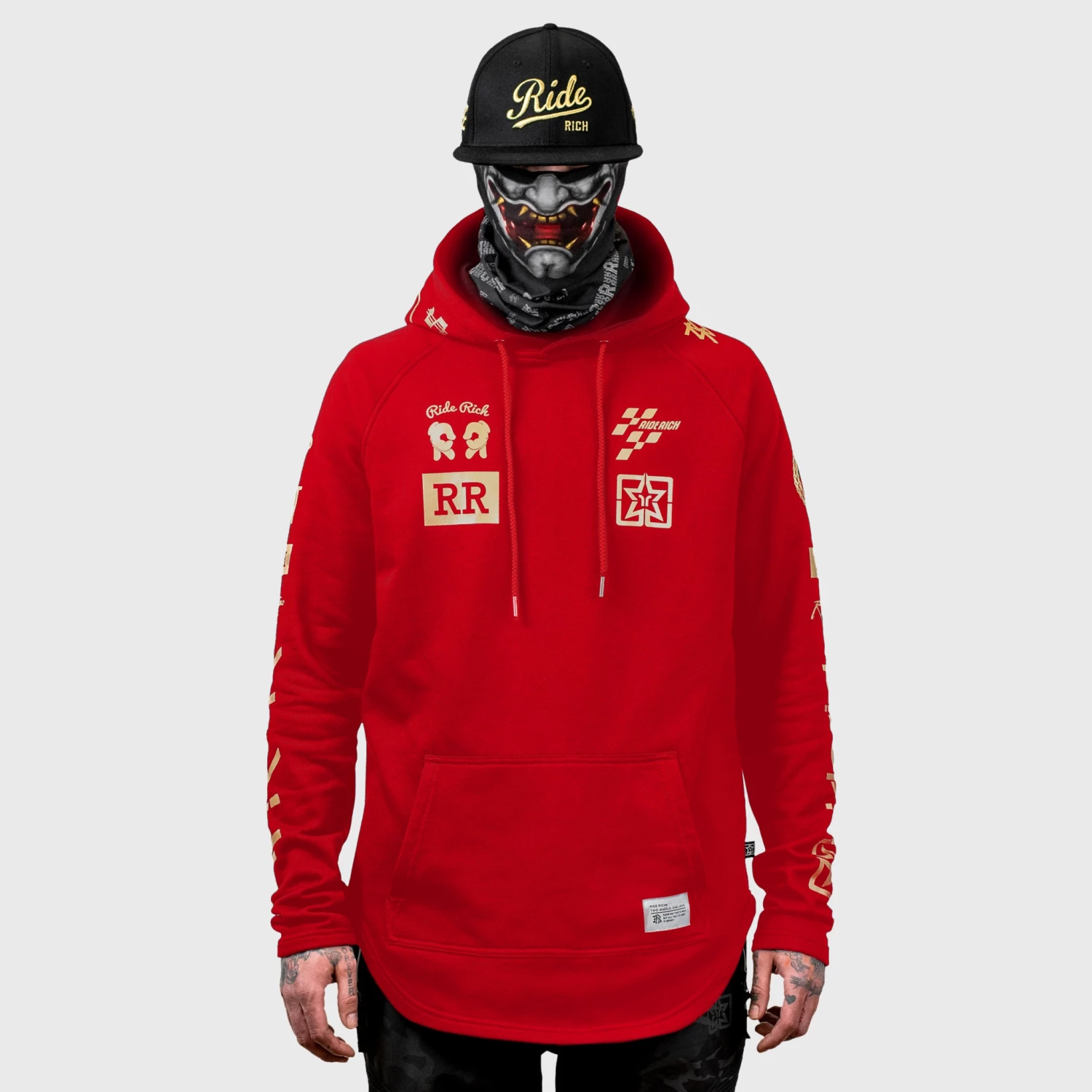 Ride Rich Branded V2 Scoop Pullover Hoodie {Gold On Red} 3 Ride Rich Branded V2 Scoop Pullover Hoodie {Gold On Red}