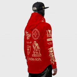 Ride Rich Branded V2 Scoop Pullover Hoodie {Gold On Red} 7 Ride Rich Branded V2 Scoop Pullover Hoodie {Gold On Red}