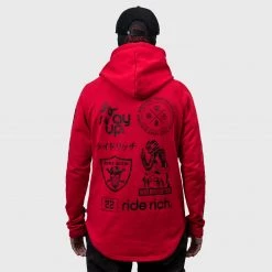 Ride Rich Premium Collection Branded V2 Scoop Pullover Hoodie {Red}
