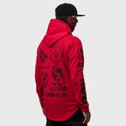 Ride Rich Premium Collection Branded V2 Scoop Pullover Hoodie {Red}