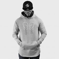 Ride Rich Rep Life On Two {Outline} Scoop Pullover Hoodie {White On Heather Grey} Premium Collection