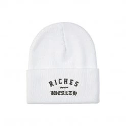 Ride Rich Riches Over Wealth Knit Beanie {White} Accessories
