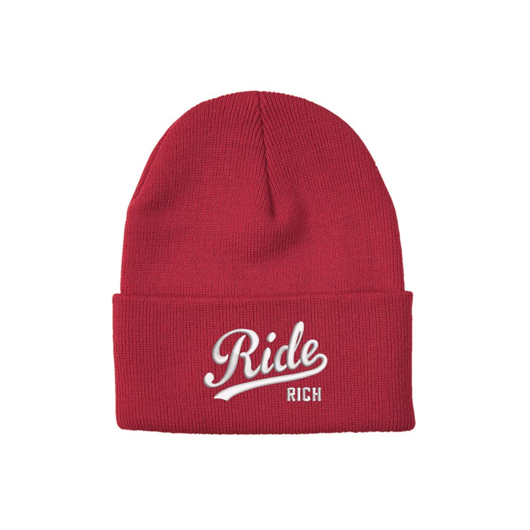 Ride Rich RR Squad Knit Beanie {Red} 3 Ride Rich RR Squad Knit Beanie {Red}