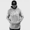 Ride Rich Premium Collection RR Squad Scoop Pullover Hoodie {White On Heather Grey}
