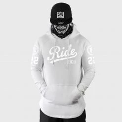 Ride Rich RR Squad Scoop Pullover Hoodie {White On White} Premium Collection