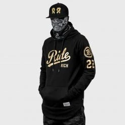 Ride Rich RR Squad Scoop Pullover Hoodie {Gold On Black}