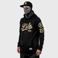 Ride Rich RR Squad Scoop Pullover Hoodie {Gold On Black}