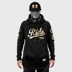 Ride Rich RR Squad Scoop Pullover Hoodie {Gold On Black}