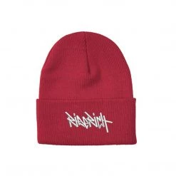 Accessories Ride Rich Tag Knit Beanie {Red}