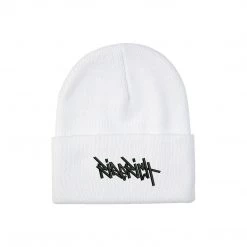 Ride Rich Tag Knit Beanie {White} Accessories