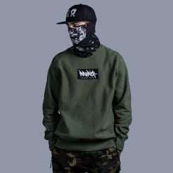 Ride Rich RR Tag Embroidered Box Crew Neck Sweatshirt {Military Green} New Arrivals