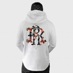 Ride Rich Premium Collection RR Filigree & Flowers Scoop Pullover Hoodie {White}