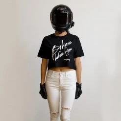Ride Rich Women's Tops Bikes Before Boys Crop Tee {Black}