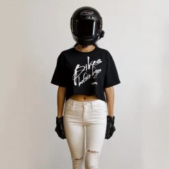 Ride Rich Women's Tops Bikes Before Boys Crop Tee {Black}