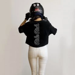 Ride Rich Rep Life On Two {Outline} Crop Tee {Black} Women's Tops