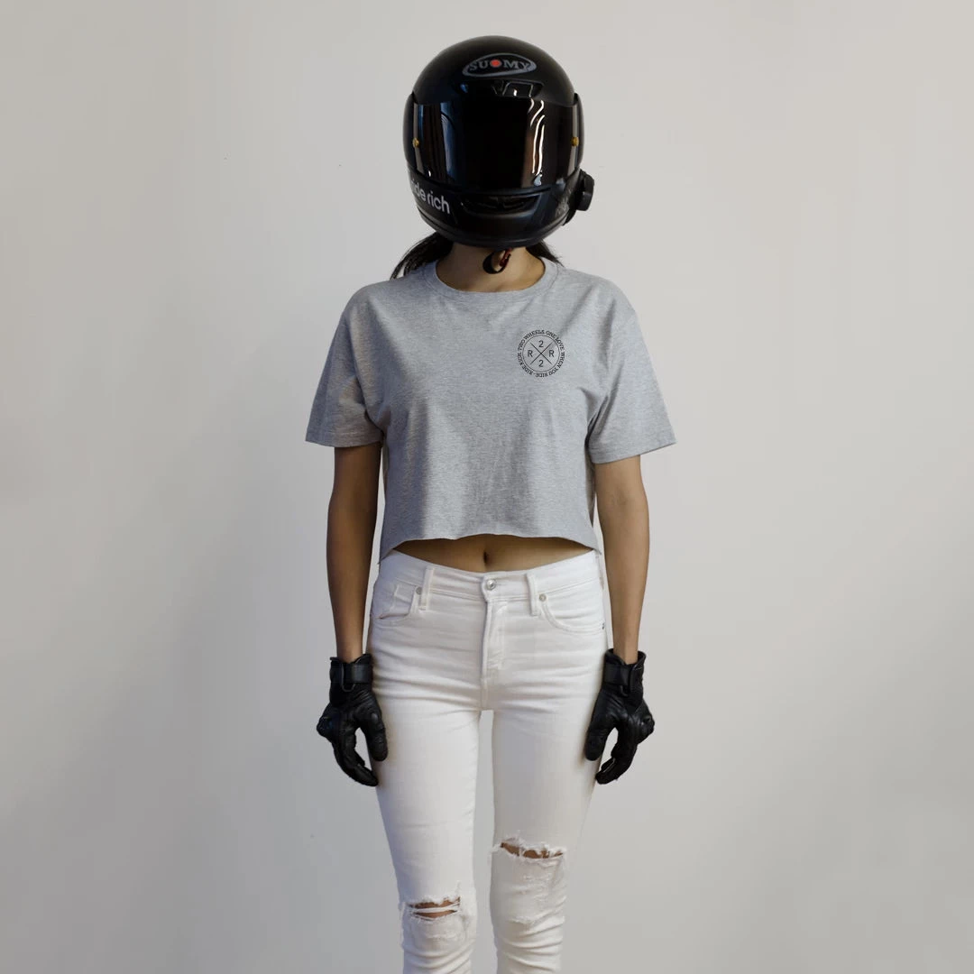 Ride Rich The Motto Crop Tee {Heather Grey} Women's Tops 3 Ride Rich The Motto Crop Tee {Heather Grey} Women's Tops