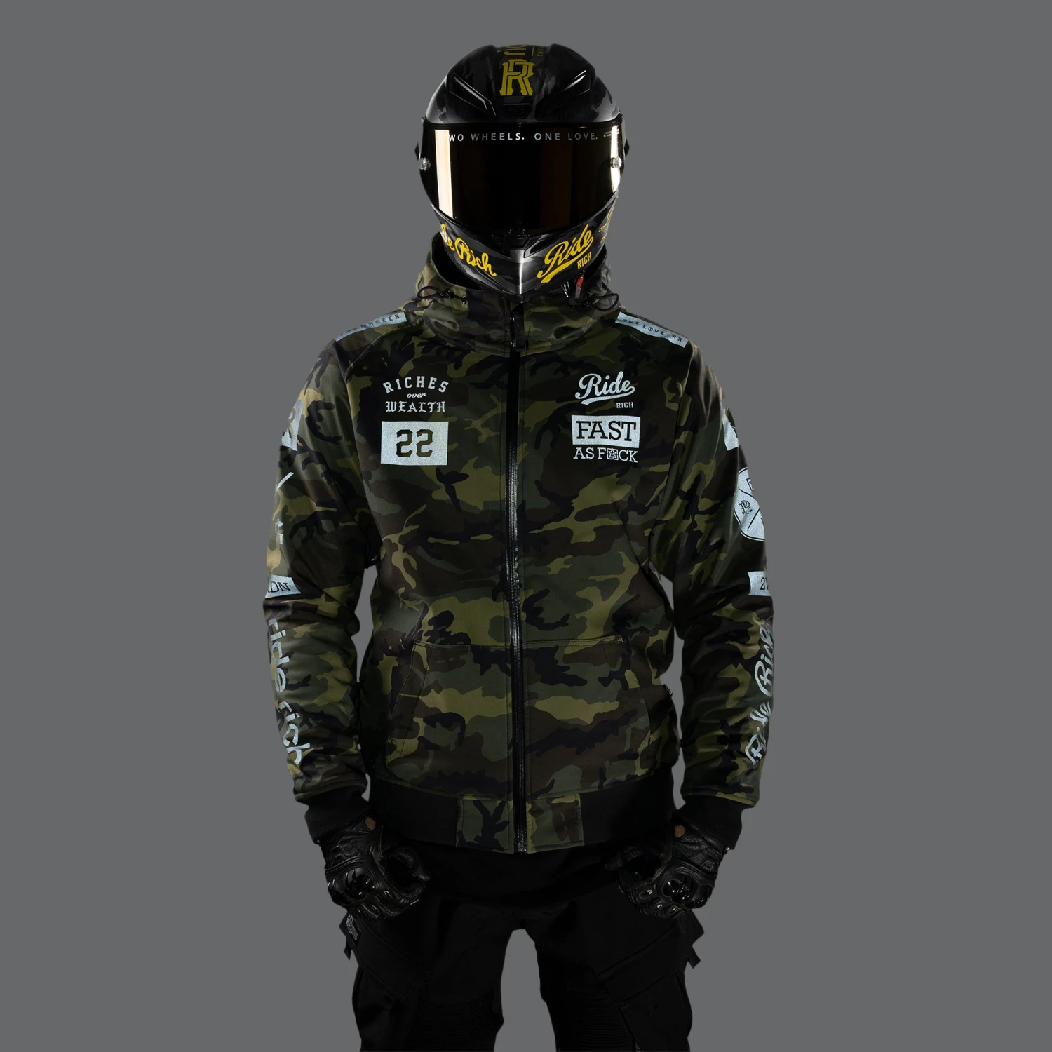 Ride Rich Regency™ Armoured Softshell Hooded Jacket {RR GP/Woodland Camo} New Arrivals 4 Ride Rich Regency™ Armoured Softshell Hooded Jacket {RR GP/Woodland Camo} New Arrivals