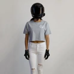 Ride Rich Women's Tops RR Filigree & Chains Crop Tee {Heather Grey}