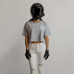 Ride Rich Women's Tops RR Filigree & Chains Crop Tee {Heather Grey}