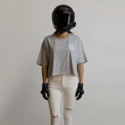 Ride Rich Women's Tops RR Filigree & Chains Crop Tee {Heather Grey}