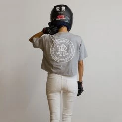 Ride Rich Women's Tops RR Filigree & Chains Crop Tee {Heather Grey}